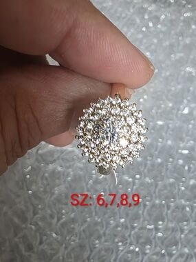 14k Gold Plated Sparkling Gold-Tone Cluster Crystal Ring, 6,7,8,9